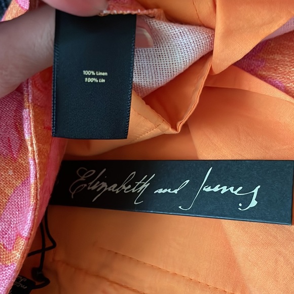 Elizabeth and James Gladys retro style tangerine pattern linen pant sz 4 NWT - Picture 4 of 5